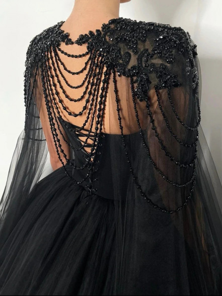 KATERINA tulle cape black