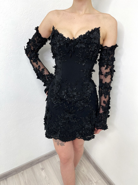 NIKKI 3D floral dress with sleeves