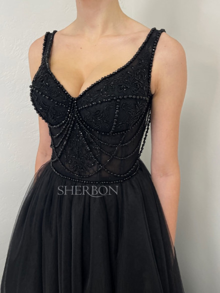 KAMERON beaded corset strap dress