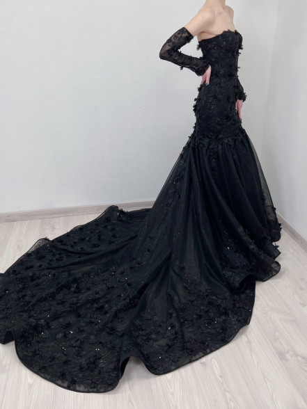 FLORIANA glitter tulle 3D floral corset dress