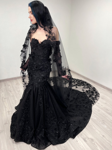 FLORIANA glitter tulle 3D floral corset dress