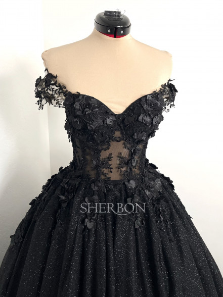 KARLEY sparkly 3D floral dress