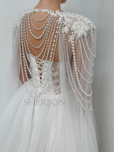 KENDALL beaded cape in white